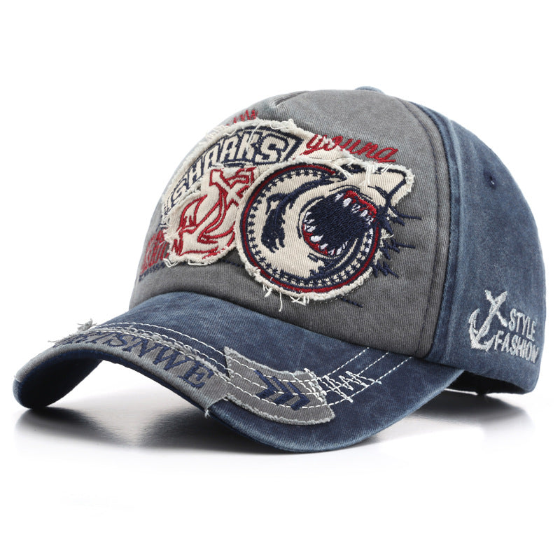 Wholesale Cotton Embroidered Shark Peaked Cap